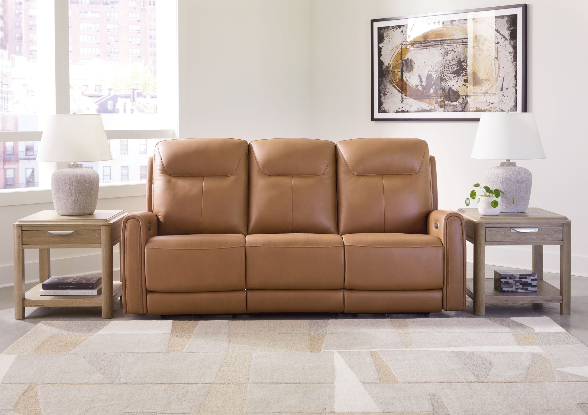 Signature Design by Ashley® Tryanny - Butterscotch - Power Reclining Sofa With Adj Headrest | Meri Furniture