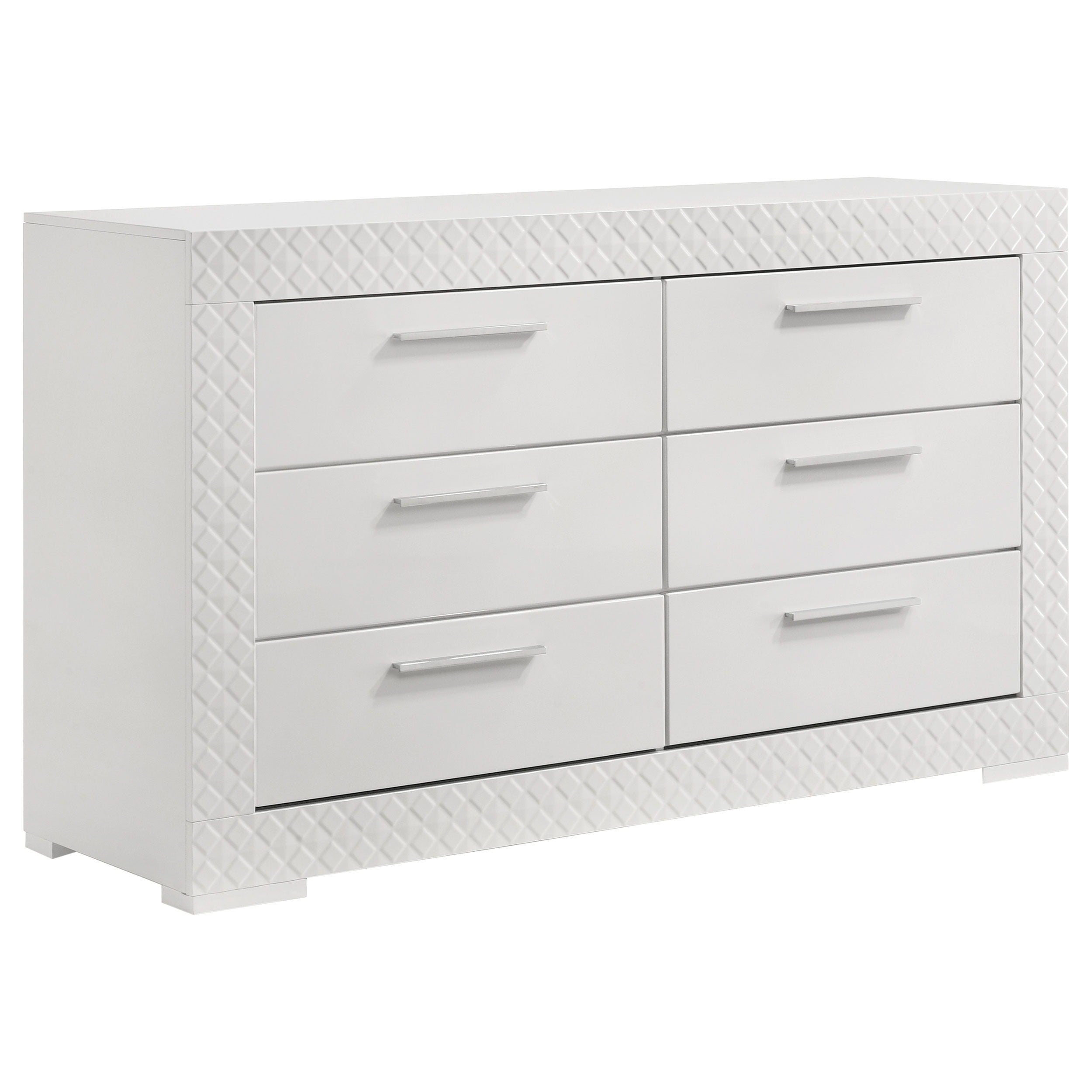 Coaster Fine Furniture Ives - 6-Drawer Dresser Cabinet - White High Gloss | Meri Furniture