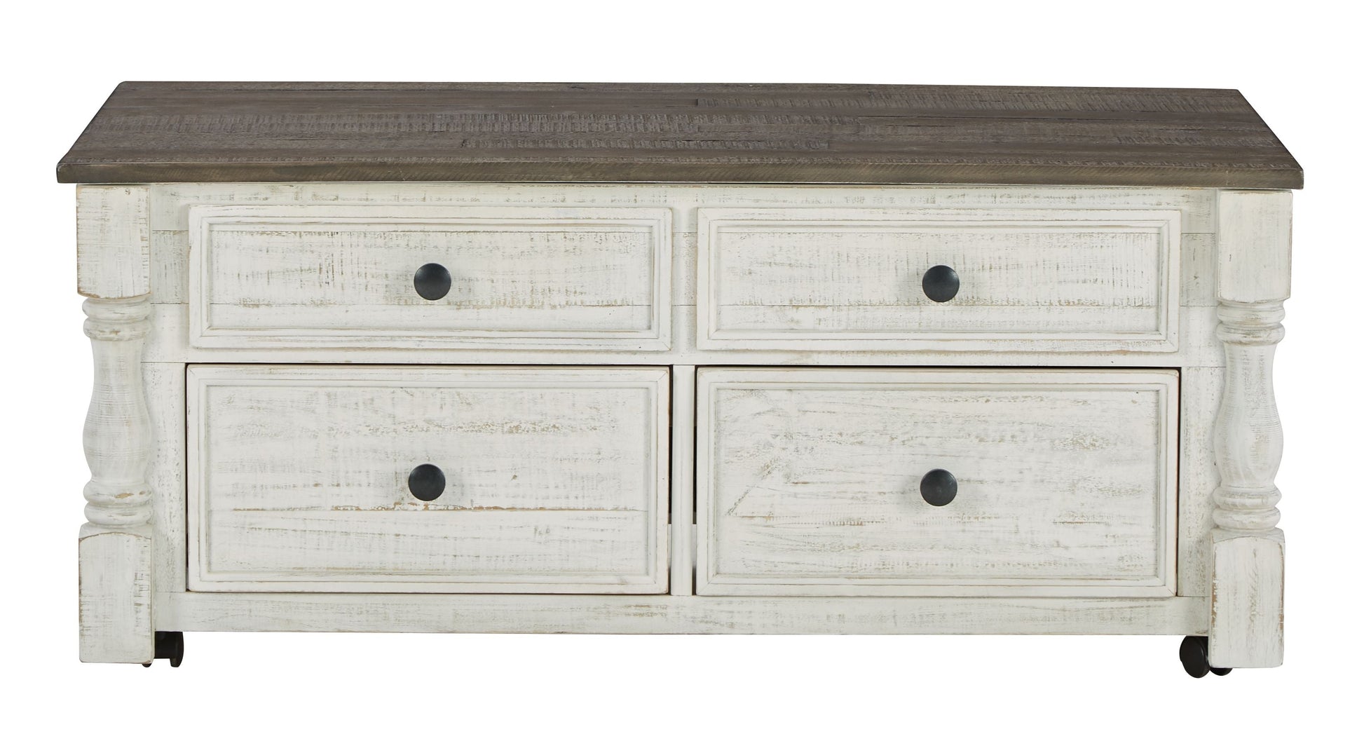 Signature Design by Ashley® Havalance - White / Gray - Lift Top Cocktail Table With Storage Drawers | Meri Furniture