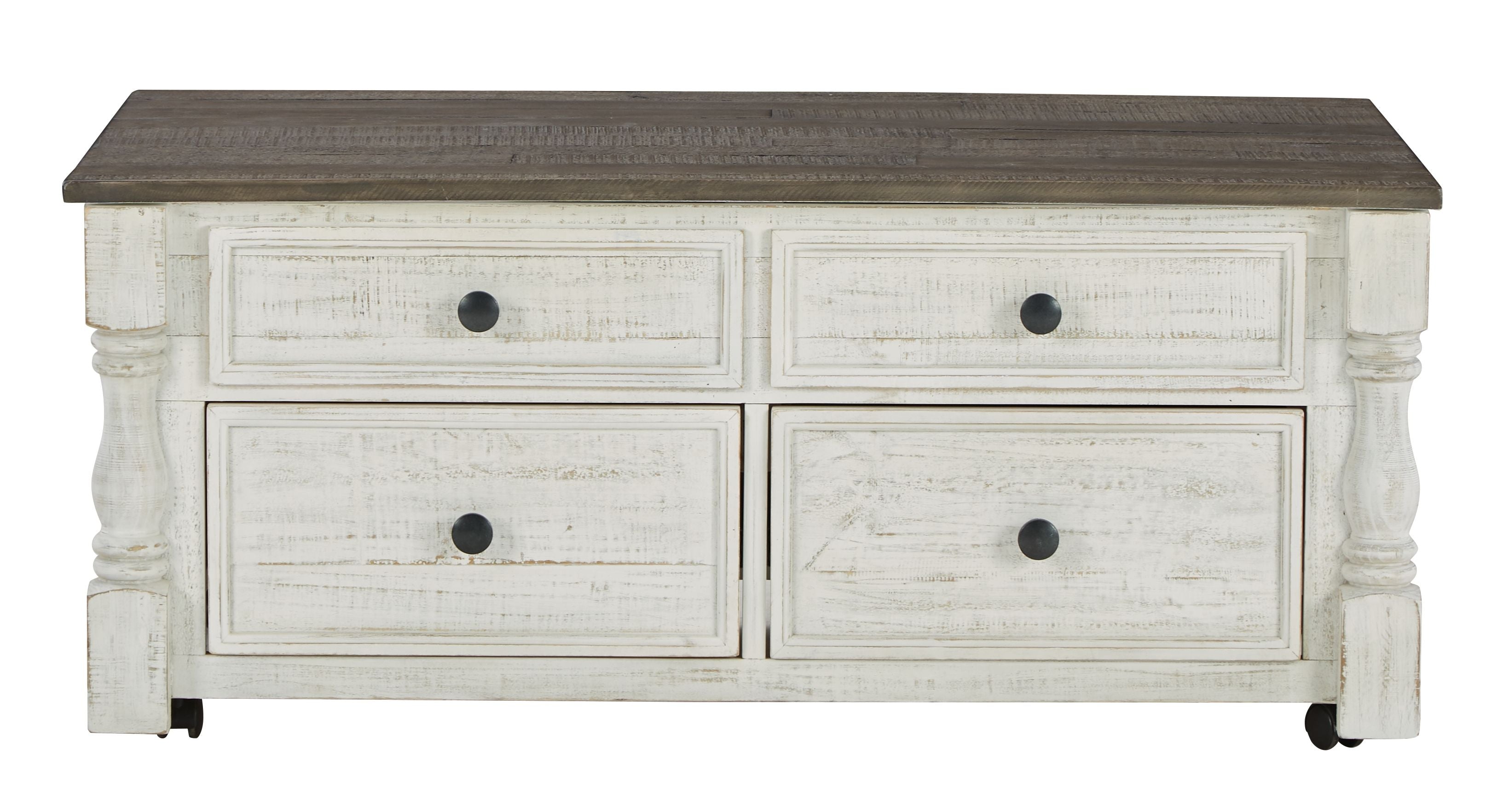 Signature Design by Ashley® Havalance - White / Gray - Lift Top Cocktail Table With Storage Drawers | Meri Furniture