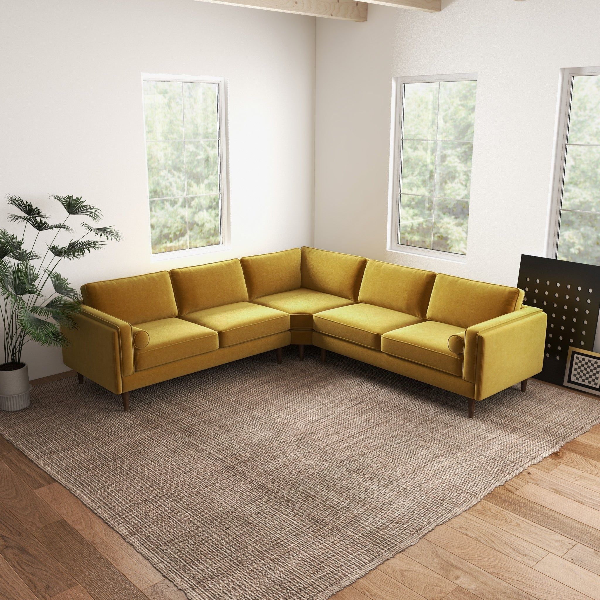 Amber - Velvet Corner Sectional Sofa