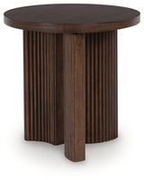 Signature Design by Ashley® Korestone - Dark Brown - Round End Table | Meri Furniture