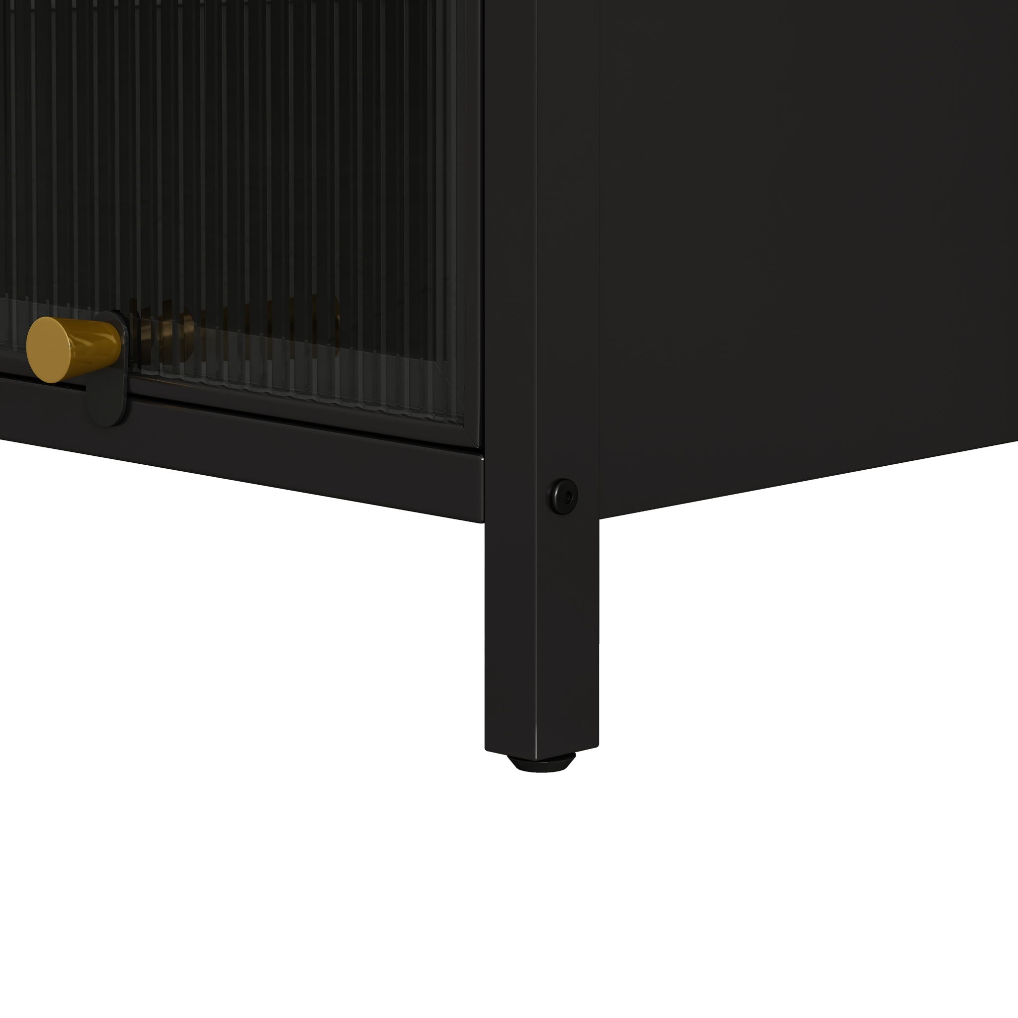 Glass Door Cabinet With Tier Storage