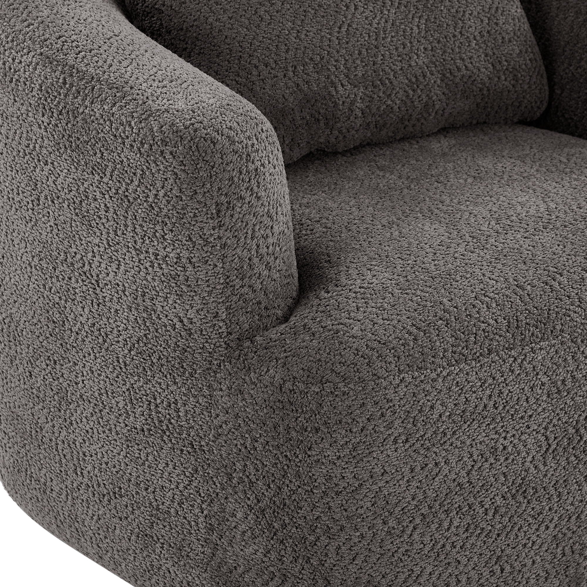 360° Swivel Barrel Sofa Chair With Throw Pillow, Chenille Upholstered Accent Chair