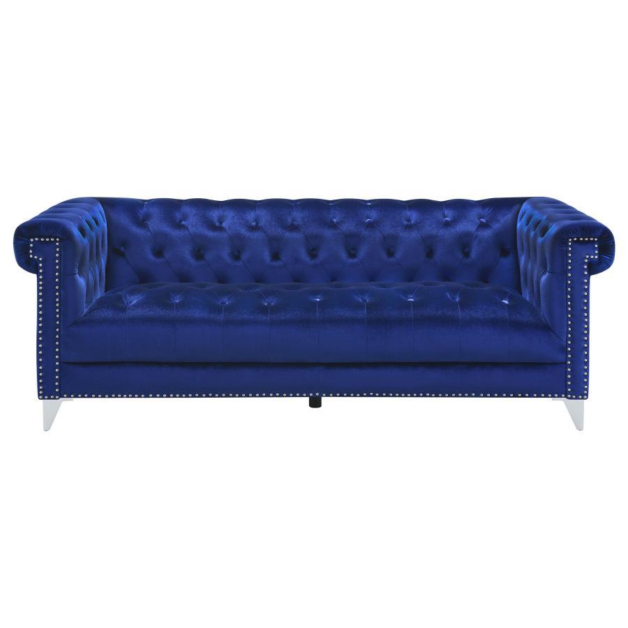 Coaster Fine Furniture Bleker - Upholstered Tuxedo Arm Tufted Sofa - Blue | Meri Furniture