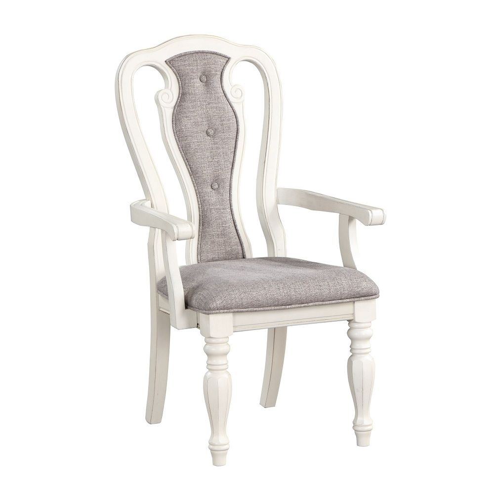ACME Florian - Arm Chair (Set of 2) - Gray & Antique White | Meri Furniture