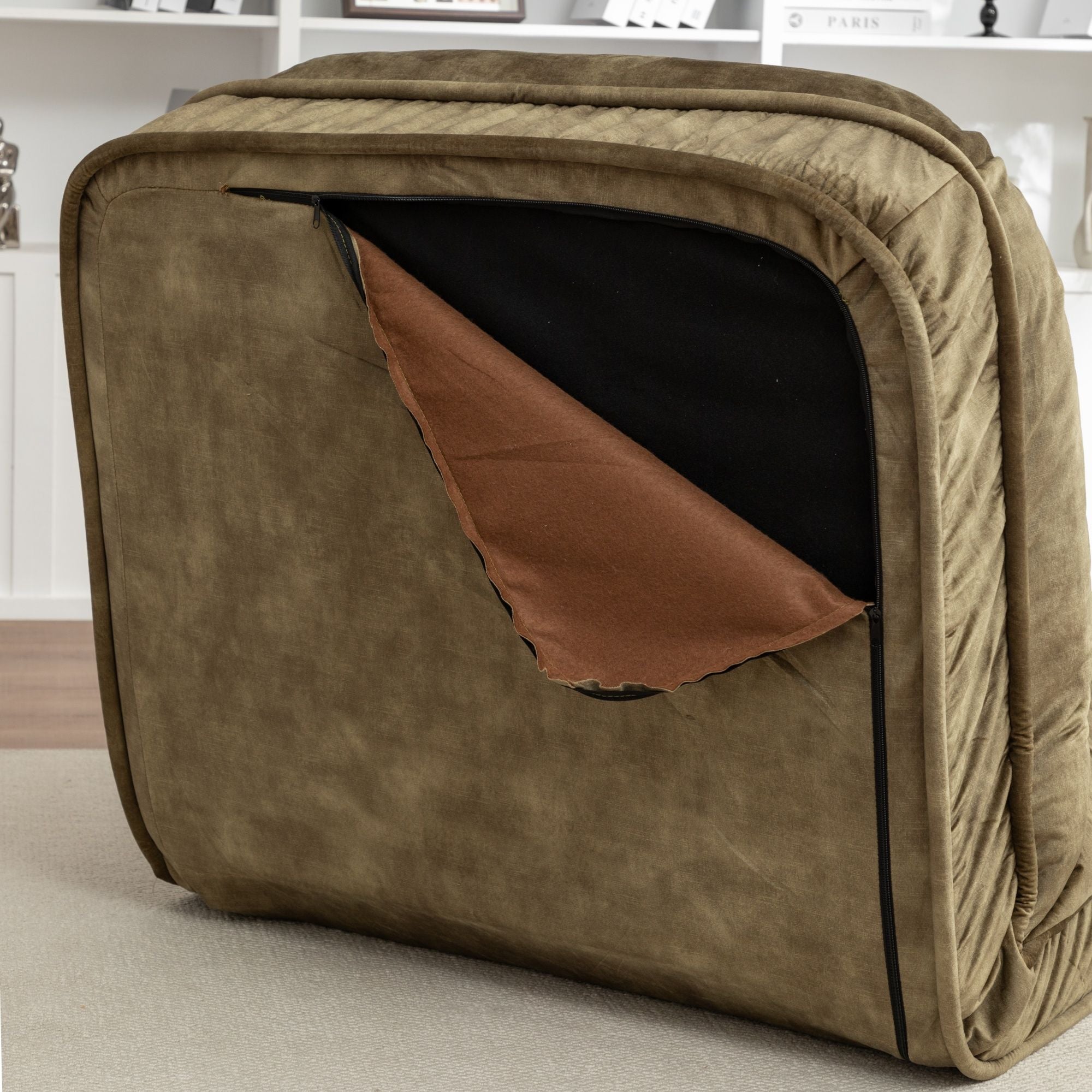 Upholstered Human Dog Bed And Pets, Bean Bag Floor Sofa With Massage Pillow, 5 Adjustable Positions & 2 Soft Pillows