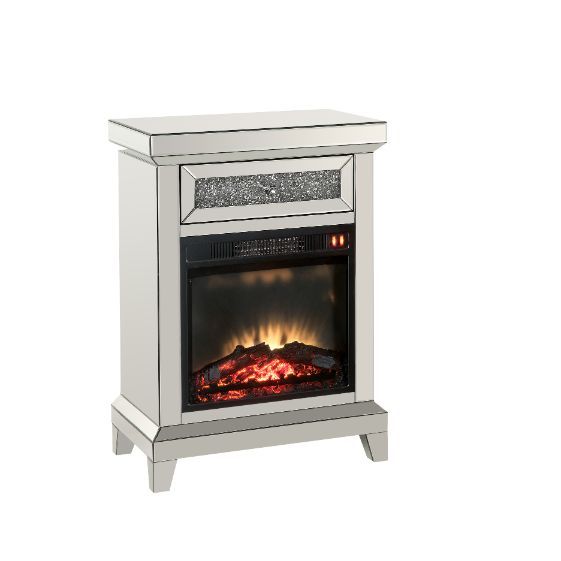 ACME Noralie - Fireplace - Pearl Silver - 35" | Meri Furniture