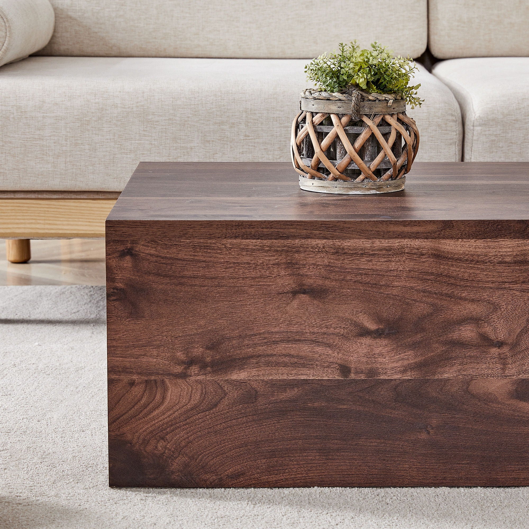 Modern Coffee Table With Light Wood Texture Pattern