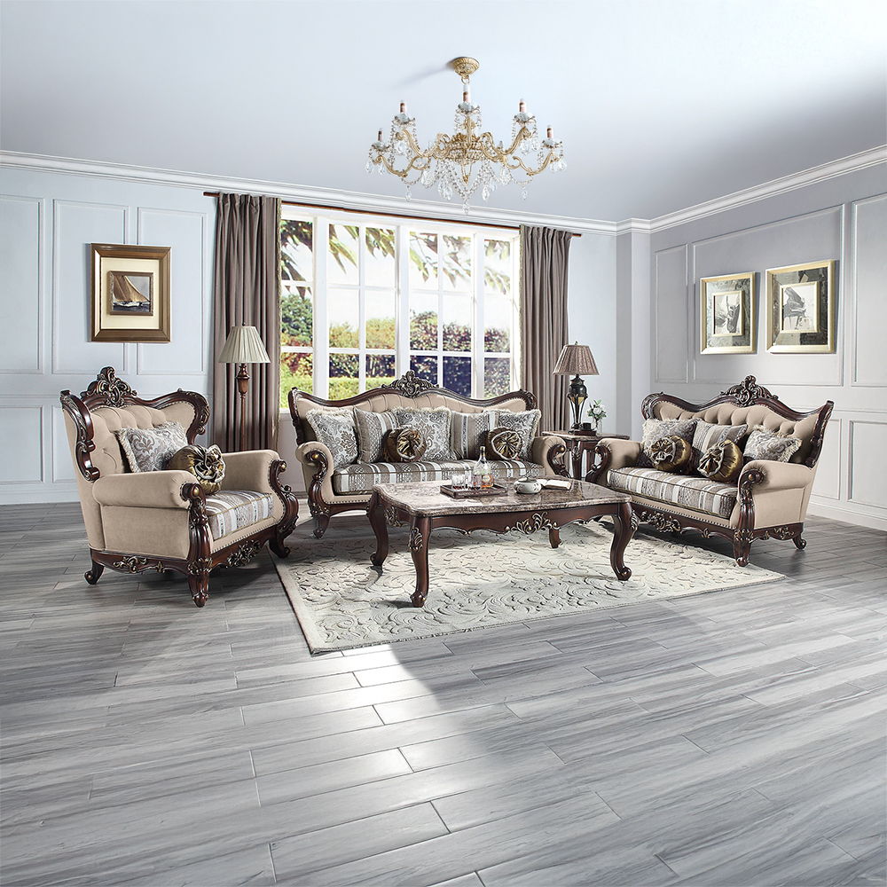 Ragnar - Chair With 2 Pillows - Light Brown Linen & Cherry