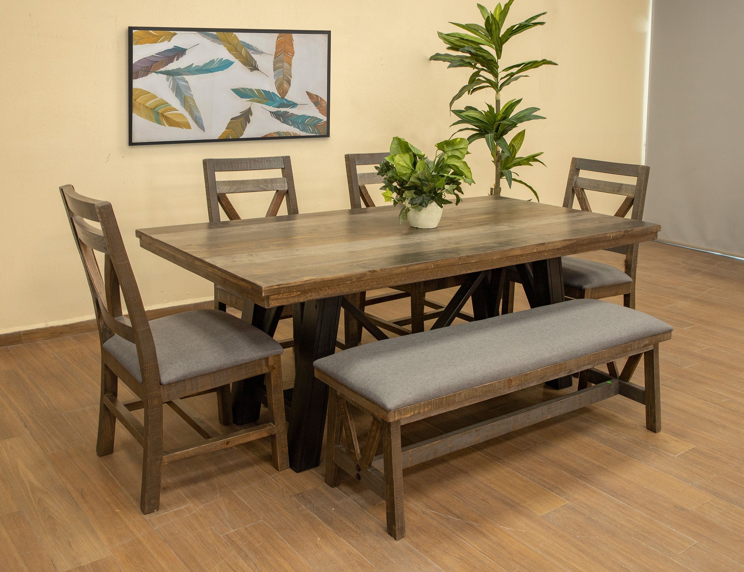 International Furniture Direct Loft Brown - Bench - Two Tone Gray / Brown | Meri Furniture
