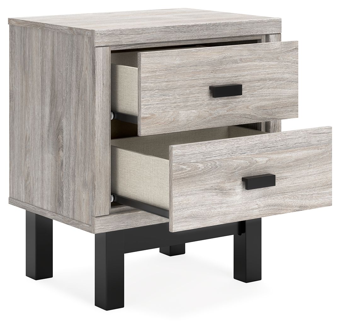 Signature Design by Ashley® Vessalli - Black / Gray - Two Drawer Nightstand | Meri Furniture