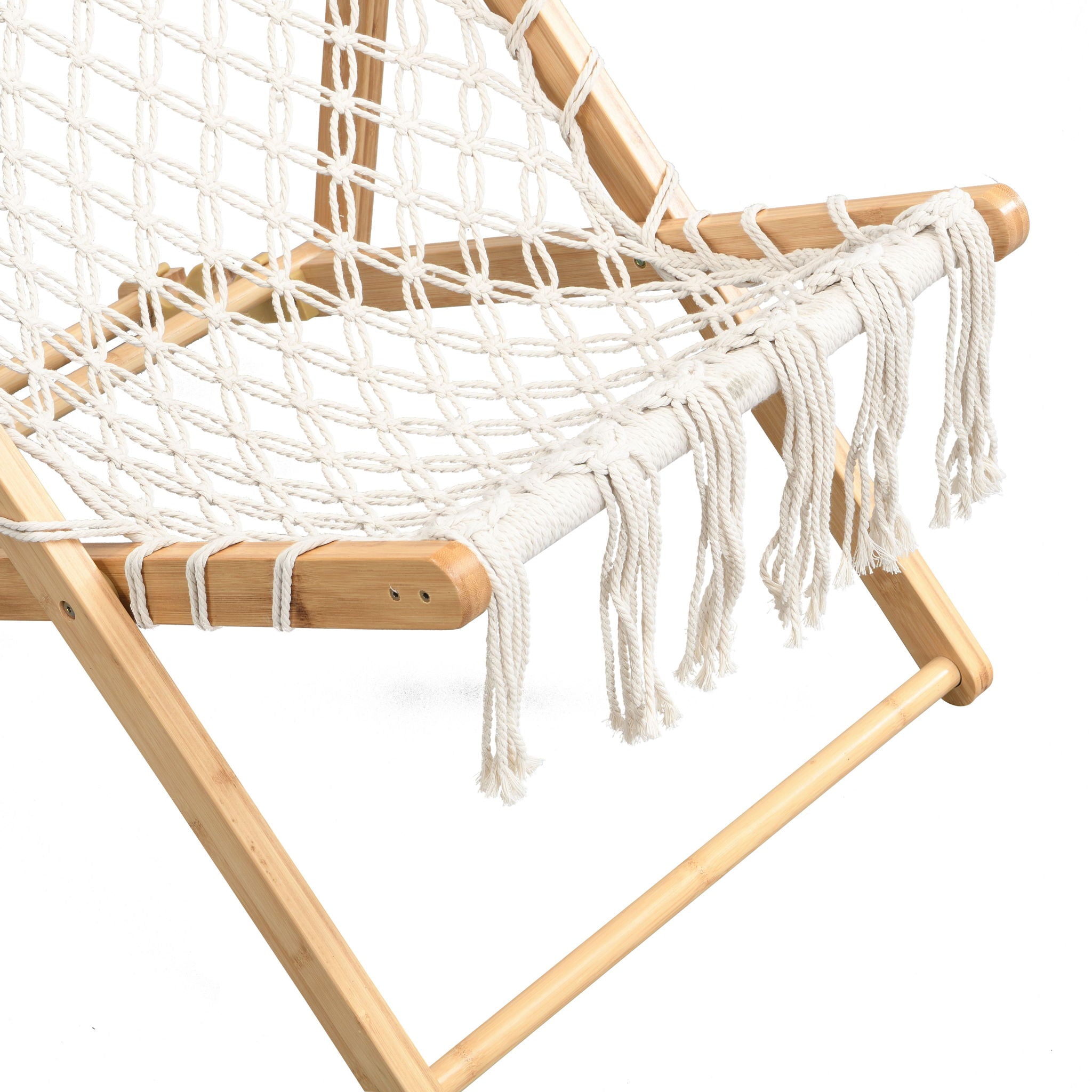 Bamboo Weaving Chair Set With Handwoven Rope For Patio And Living Spaces - Natural
