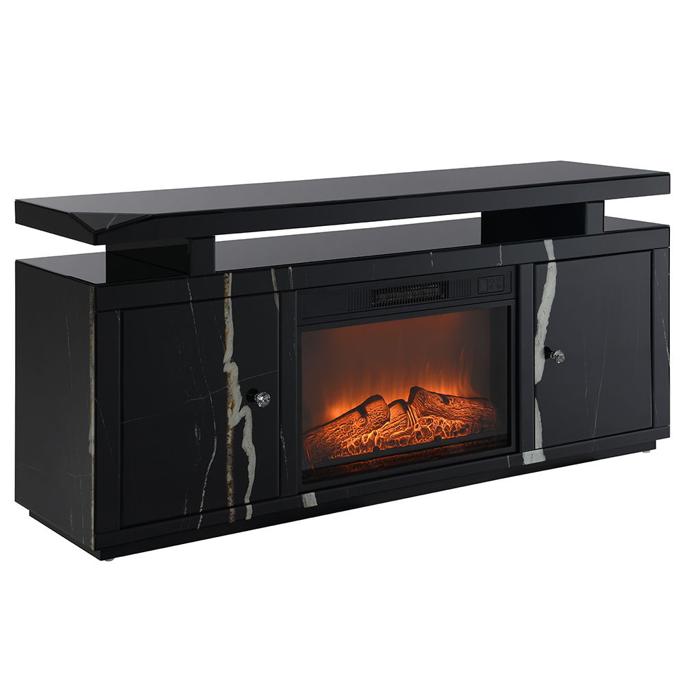 ACME Drisana - TV Stand With Fireplace - Black Mirrored Finish | Meri Furniture