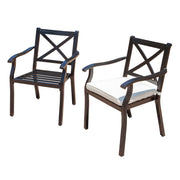 Outdoor Dining Chair Set With Water Resistant Cushions - Black / Ivory