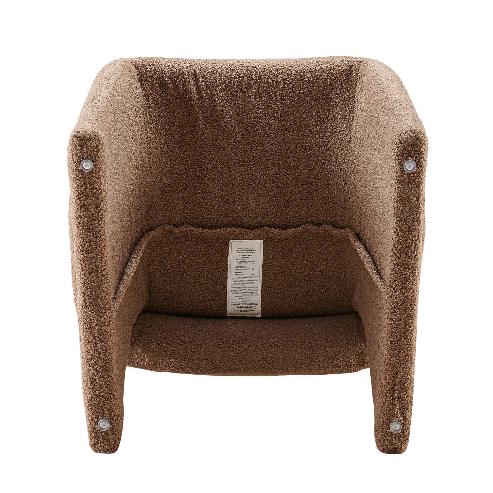 Modern Accent Chair Brown Single Sofa Chair, Upholstered Side Chair Teddy Comfy Chair For Dining Room / Bedroom / Living Room / Reception