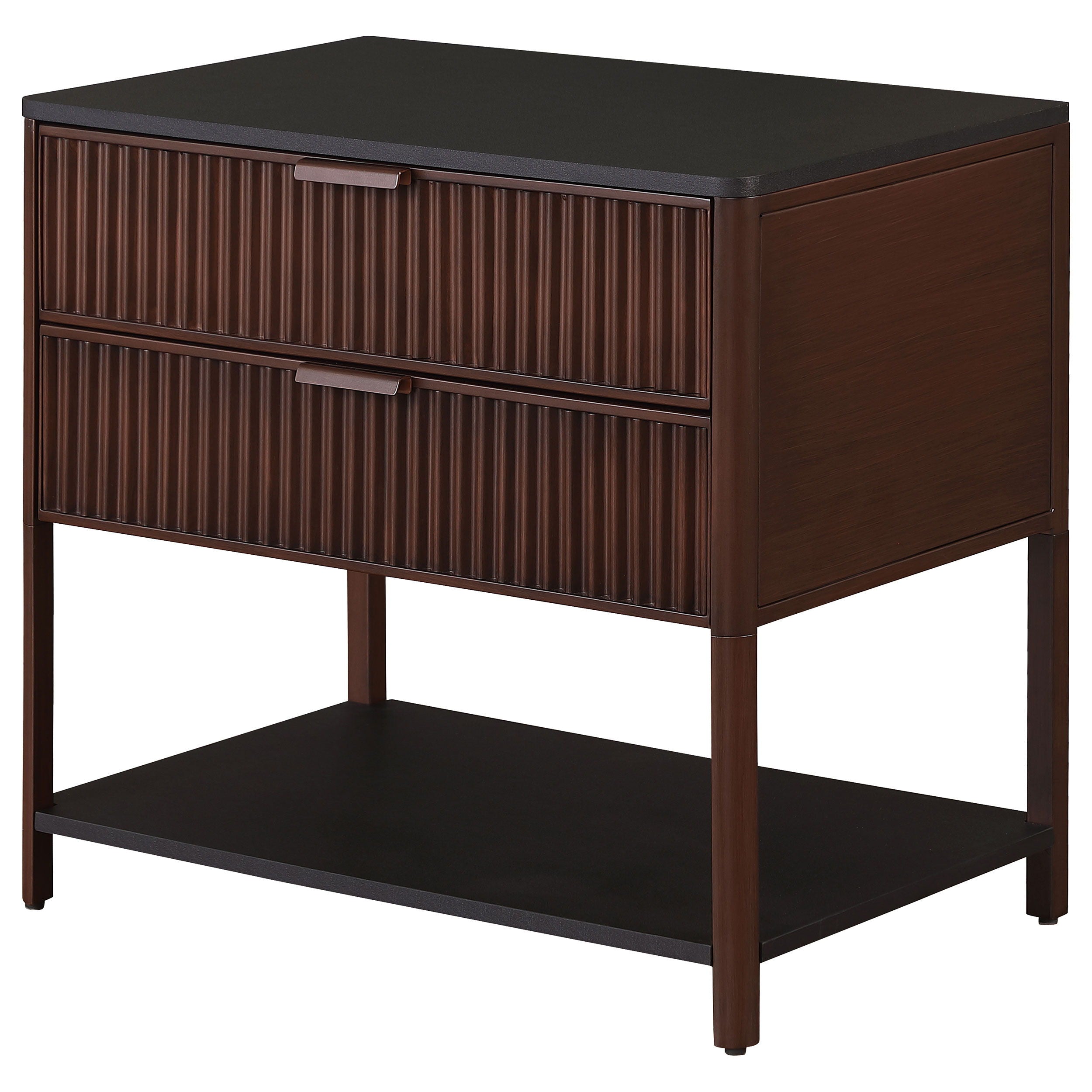 Coaster Fine Furniture Zimmerlee - 2-Drawer Side Table with Shelf - Rust Brown | Meri Furniture