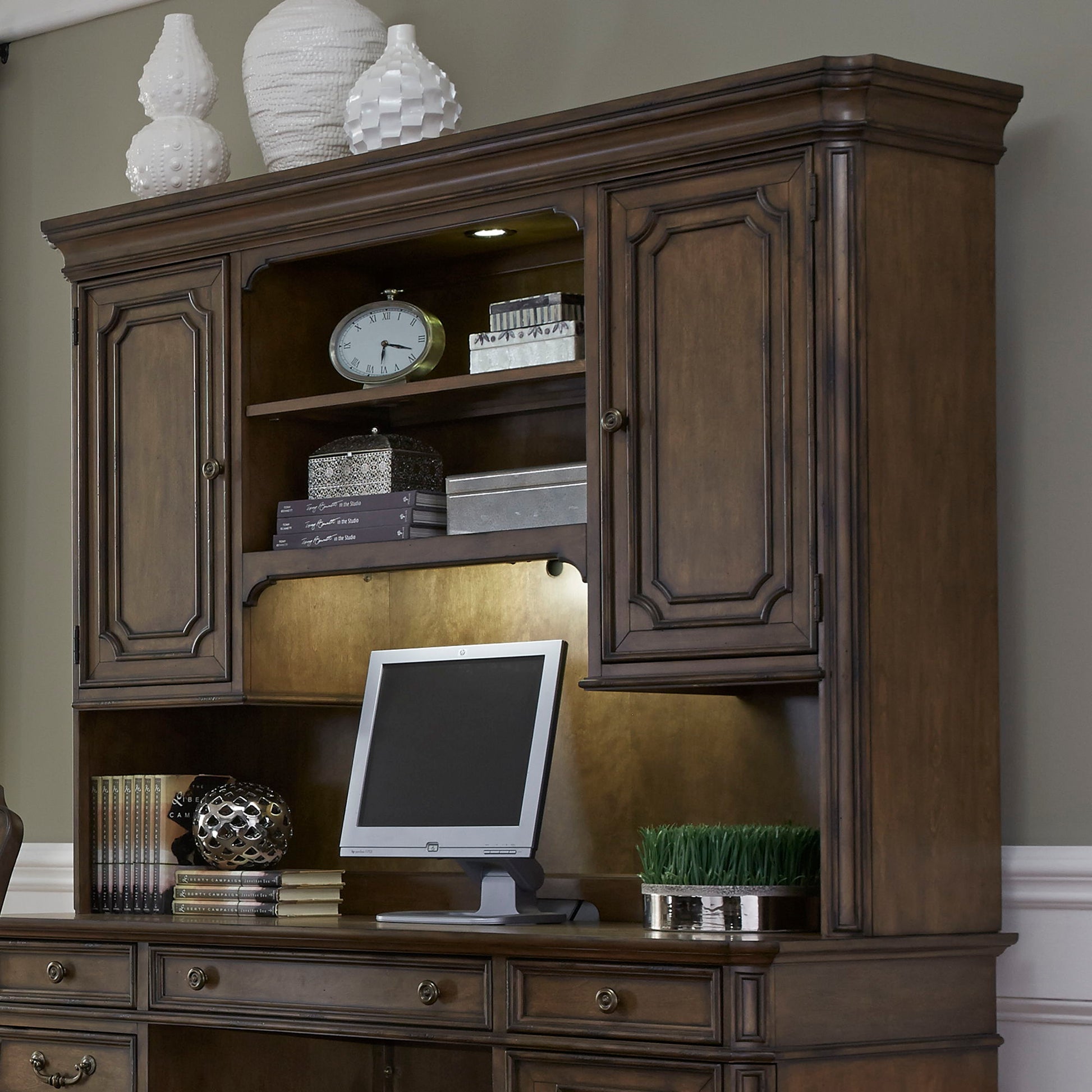 Liberty Furniture Amelia - Jr Executive Credenza Hutch - Dark Brown | Meri Furniture