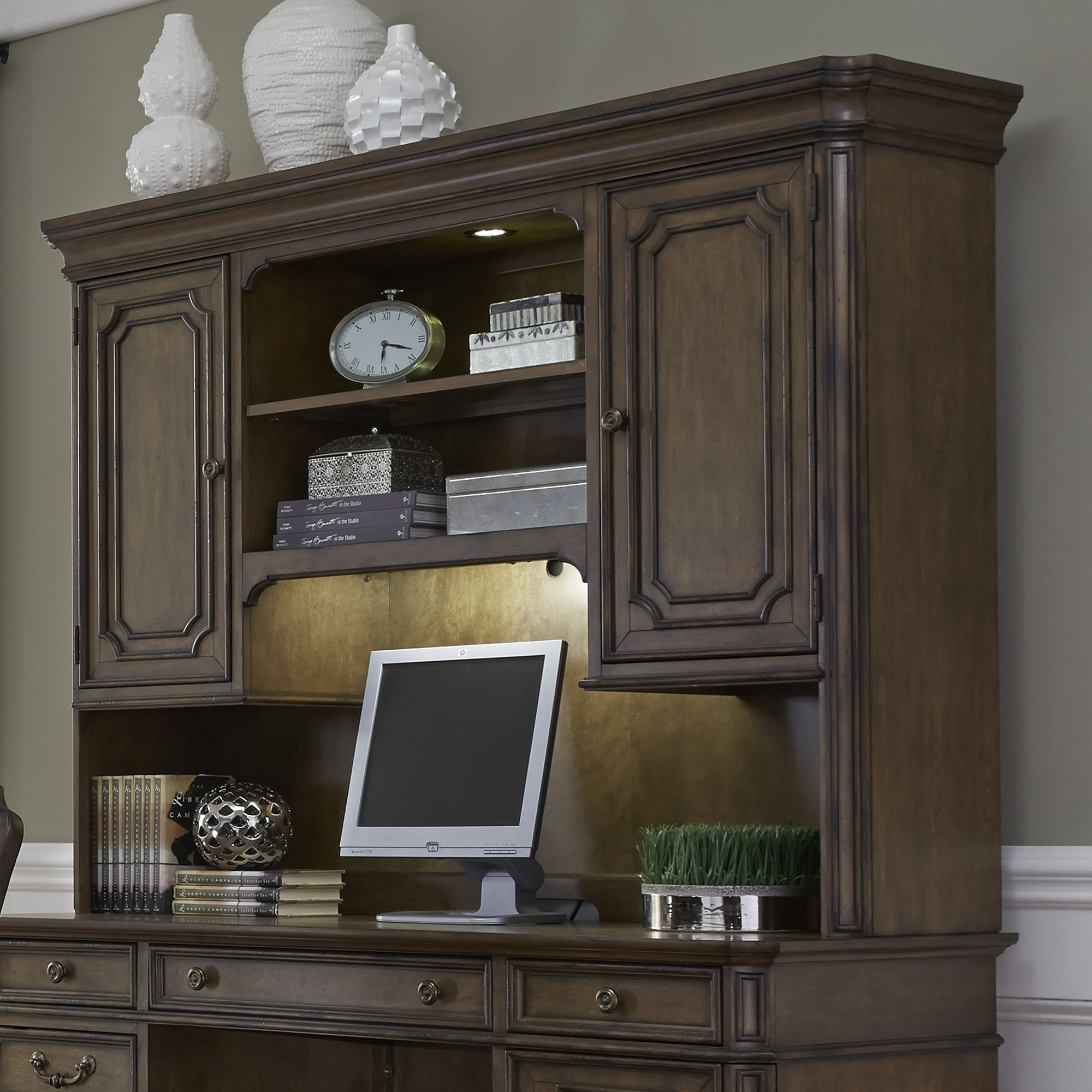 Liberty Furniture Amelia - Jr Executive Credenza Hutch - Dark Brown | Meri Furniture