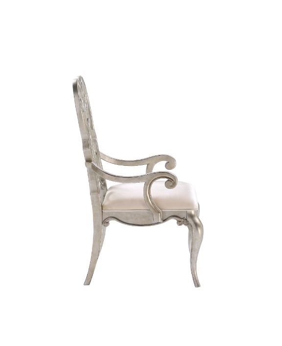 ACME Esteban - Chair (Set of 2) - Ivory Velvet & Antique Champagne Finish | Meri Furniture