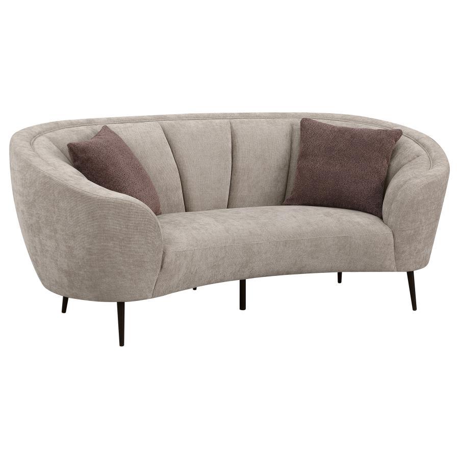 Coaster Fine Furniture Ellorie - Upholstered Channel Back Curved Loveseat - Beige | Meri Furniture