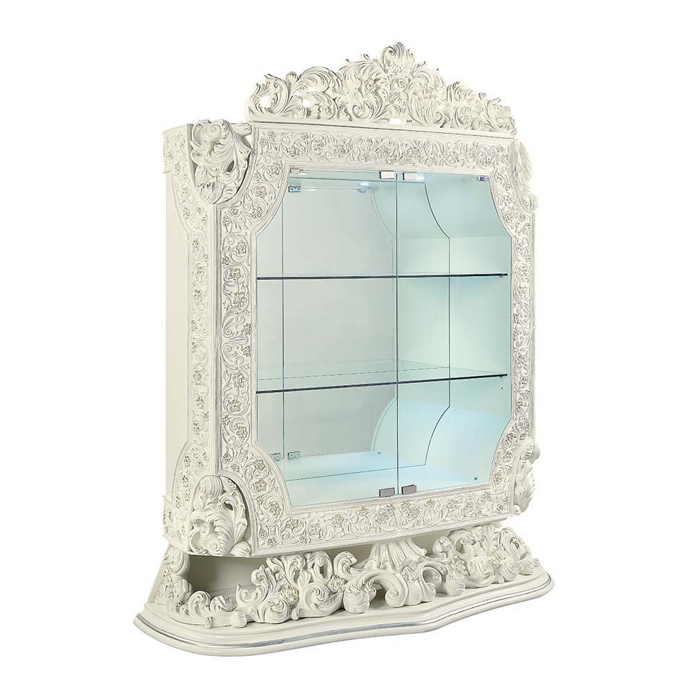 ACME Adara - Curio - Antique White Finish | Meri Furniture