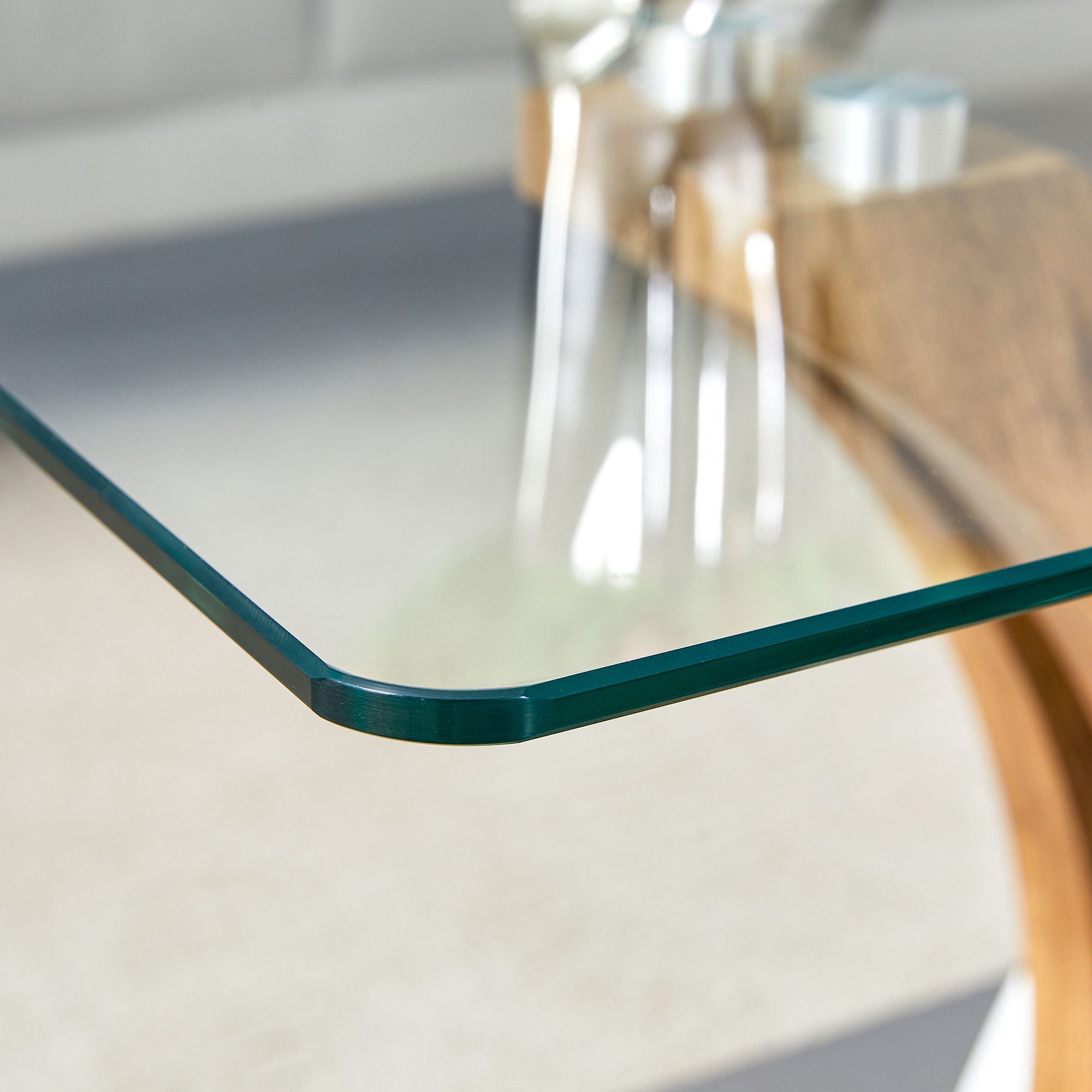 Artistic Rectangular Coffee Table With Tempered Glass Countertop