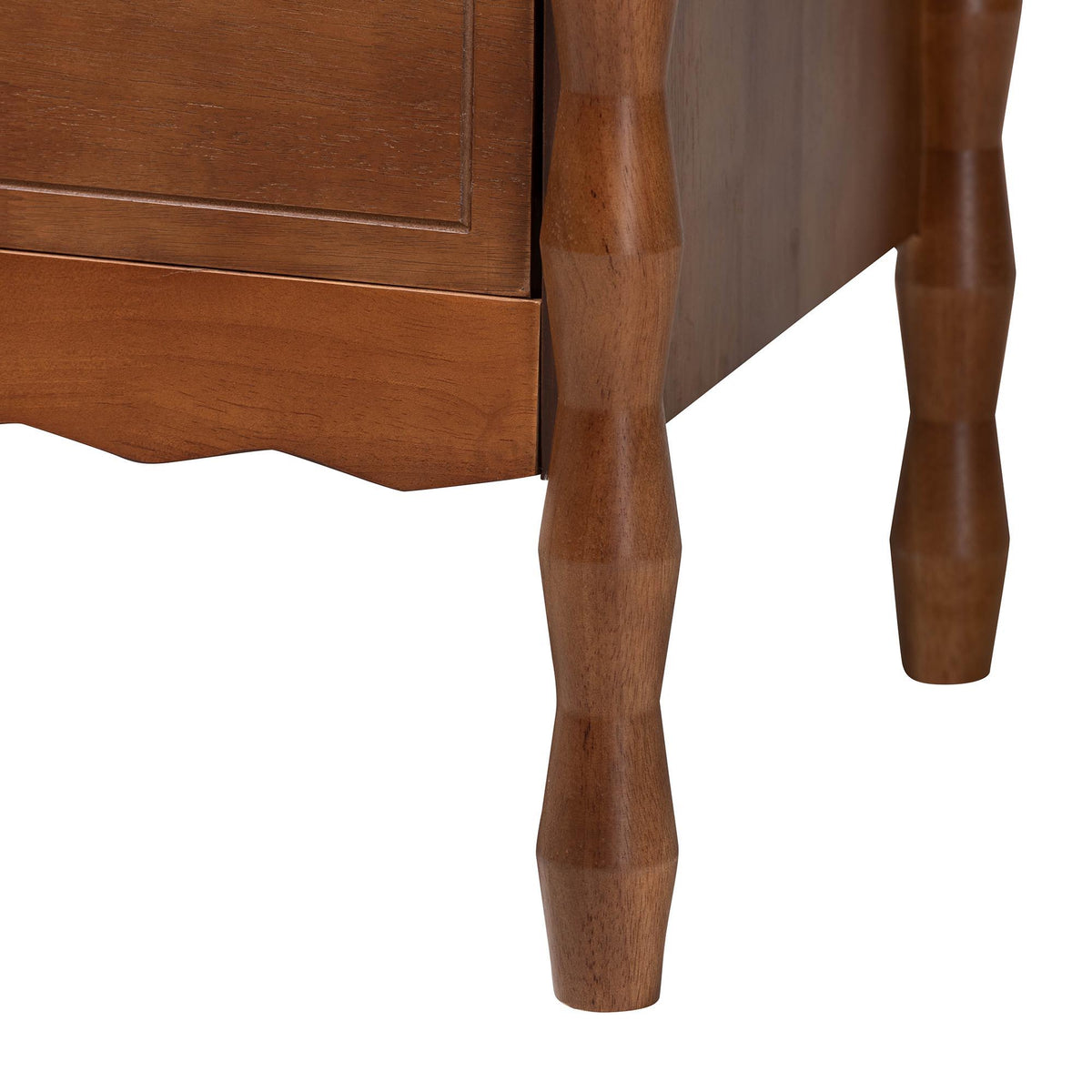 Seamus 2-Drawer Nightstand with Carved Bobbin Frame