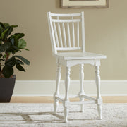 Liberty Furniture Magnolia Manor - Spindle Back Swivel Counter Height Chair - White | Meri Furniture