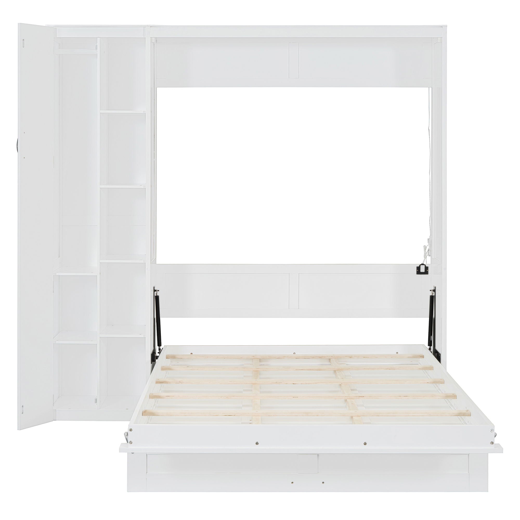 Murphy Wall Bed With Shelves, Wardrobe And LED Lights