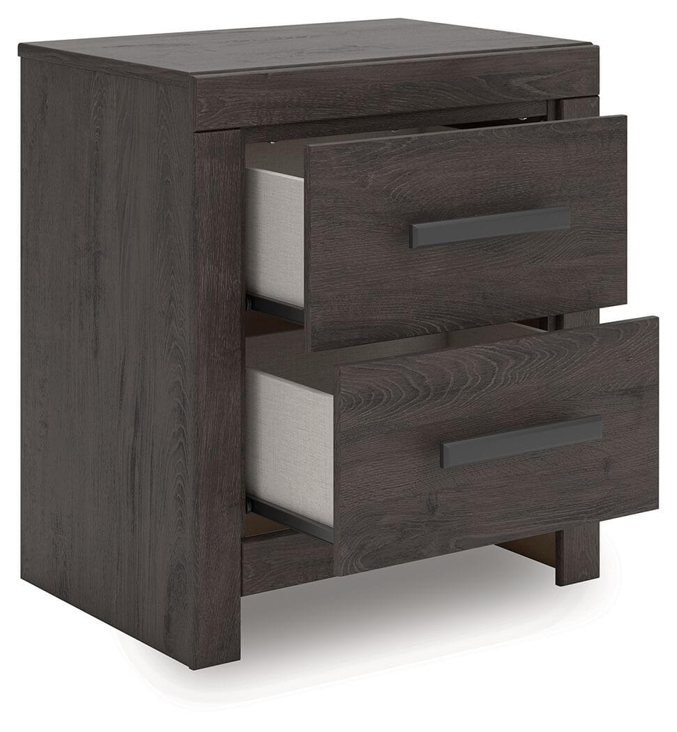 Prendonea - Two Drawer Night Stand - Charcoal