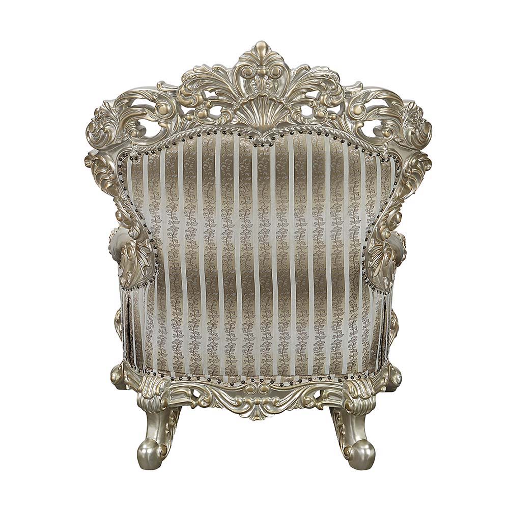 ACME Sorina - Chair - Velvet, Fabric & Antique Gold Finish | Meri Furniture