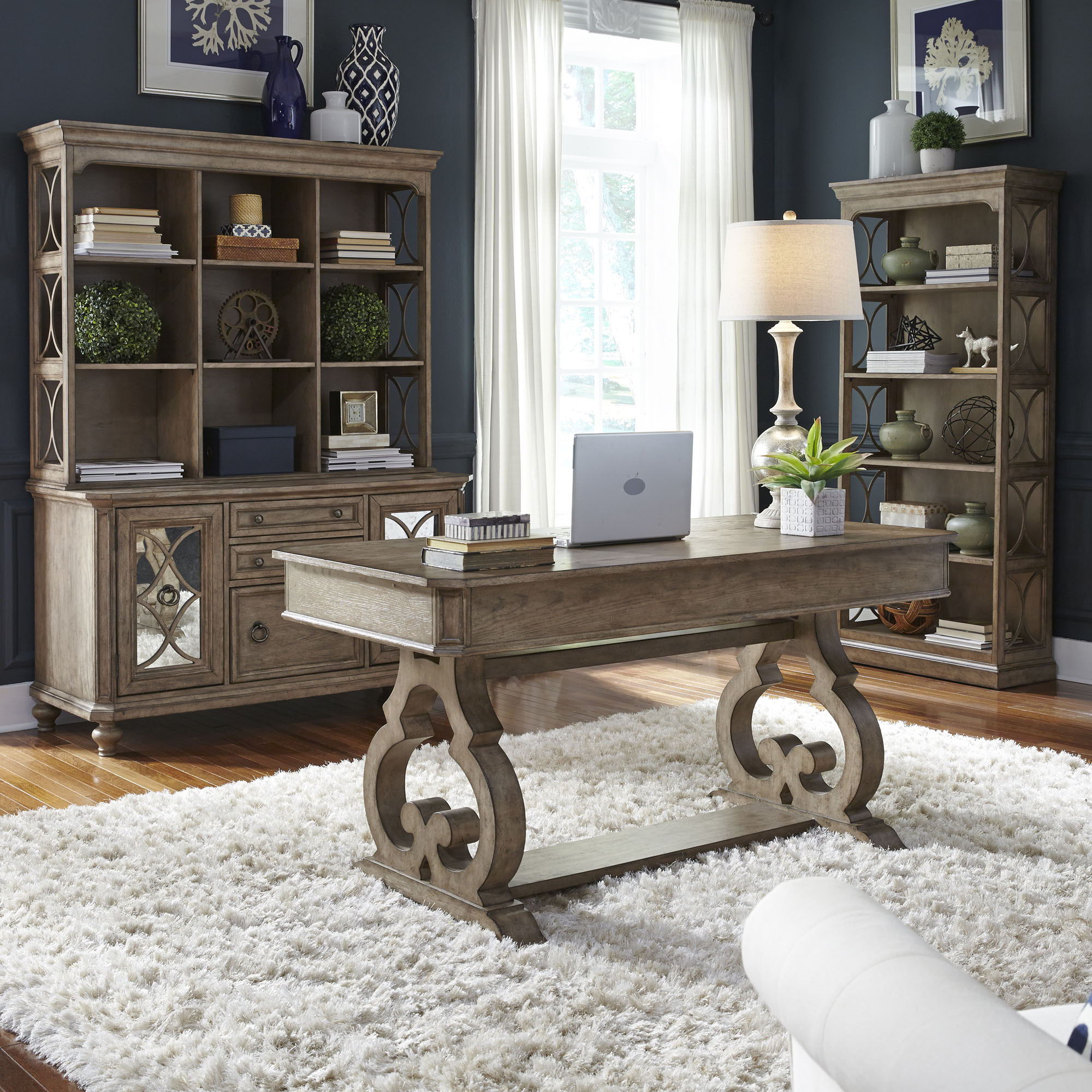 Liberty Furniture Simply Elegant - 3 Piece Home Offi Set (Desk & Hutch Set) - Light Brown | Meri Furniture