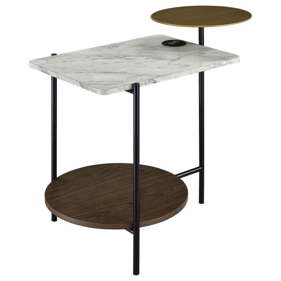 Coaster Fine Furniture Ottilie - 3-Tier Side Table Wireless Charger - White And Black | Meri Furniture
