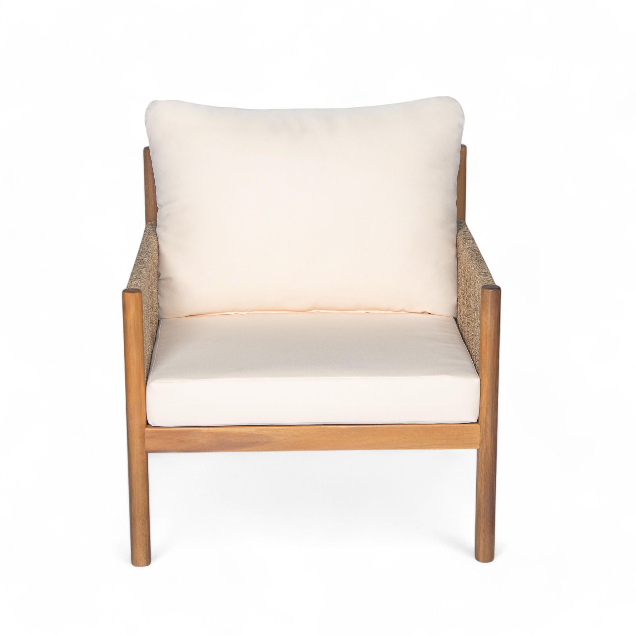 Modern Outdoor Woven Lounge Chair With Solid Wood Frame - Teak