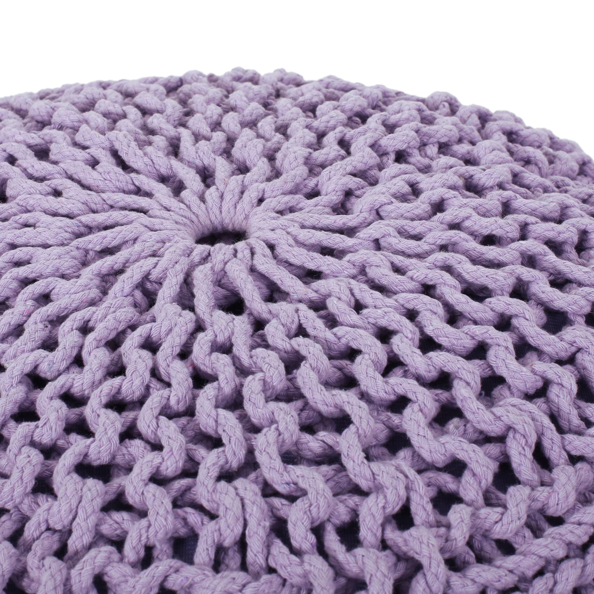 Bordeaux - Knitted Cotton Round Pouf Ottoman