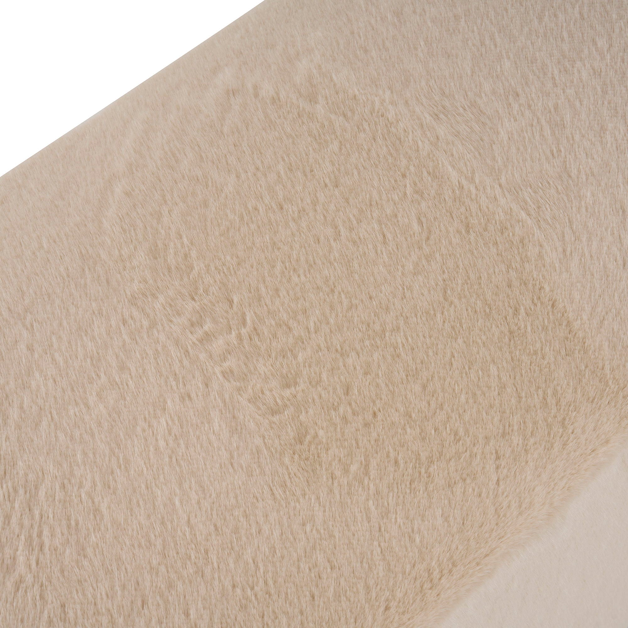 Long Plush Ottoman, Simple Footstool And Seat For Home Use - Almond