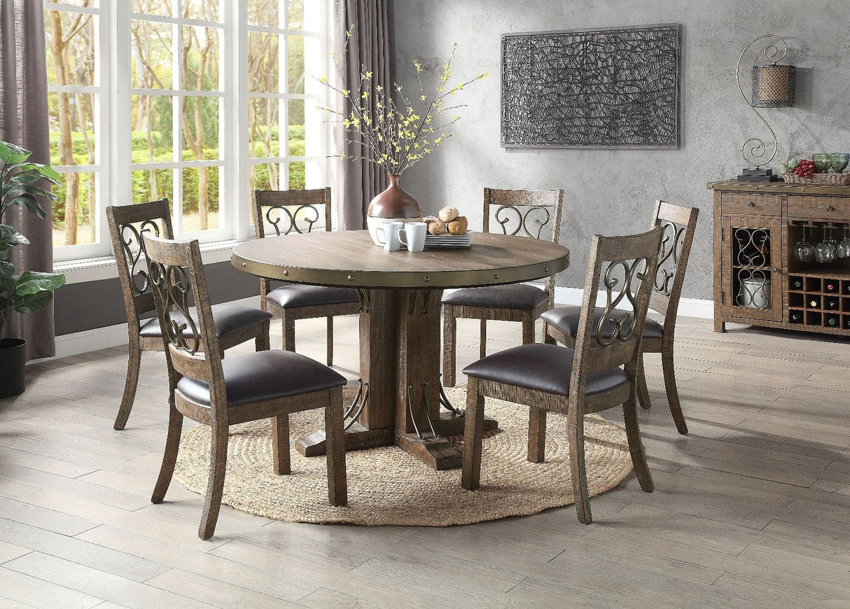 ACME Raphaela - Dining Table - Weathered Cherry Finish - 30" | Meri Furniture