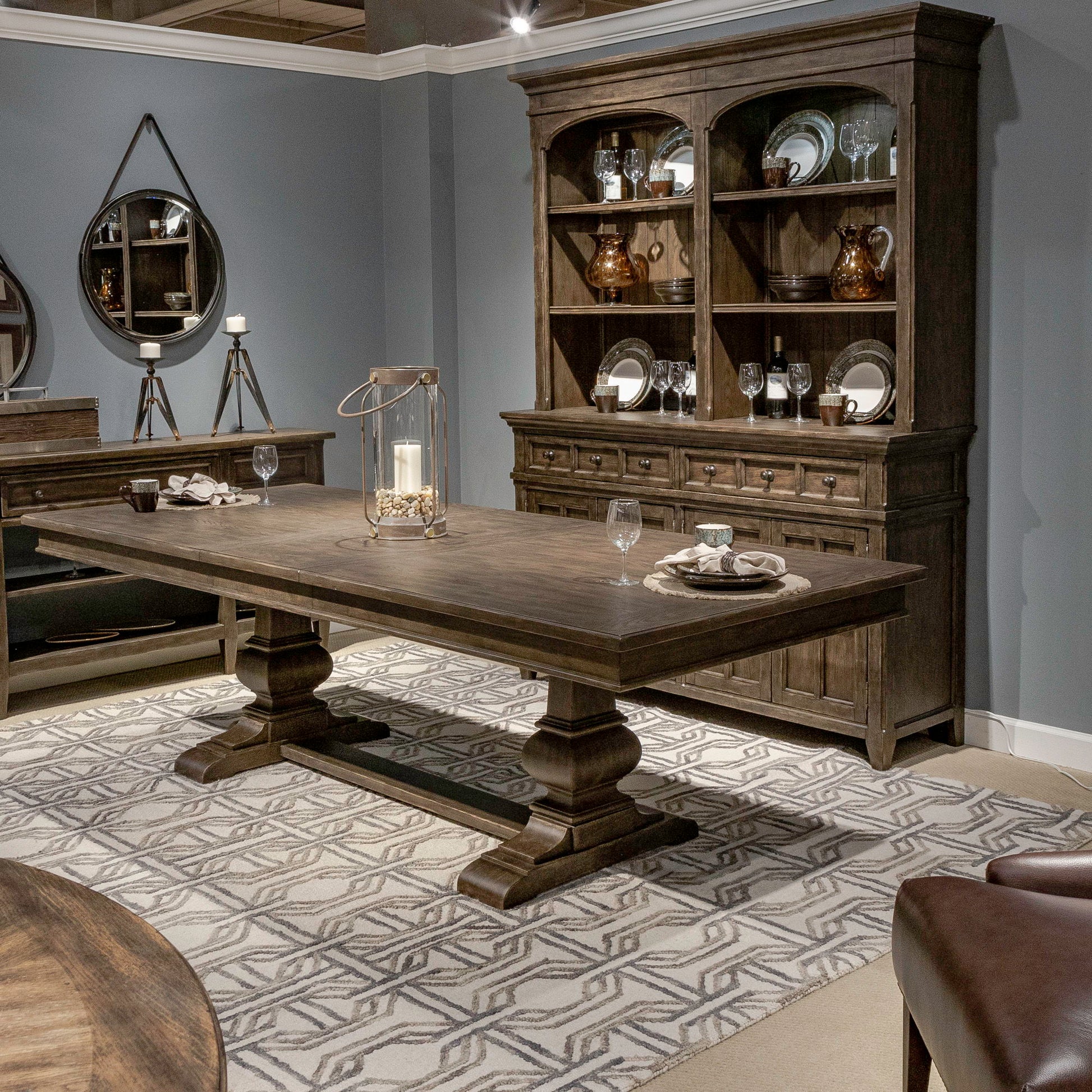 Liberty Furniture Paradise Valley - Trestle Table Set - Dark Brown | Meri Furniture