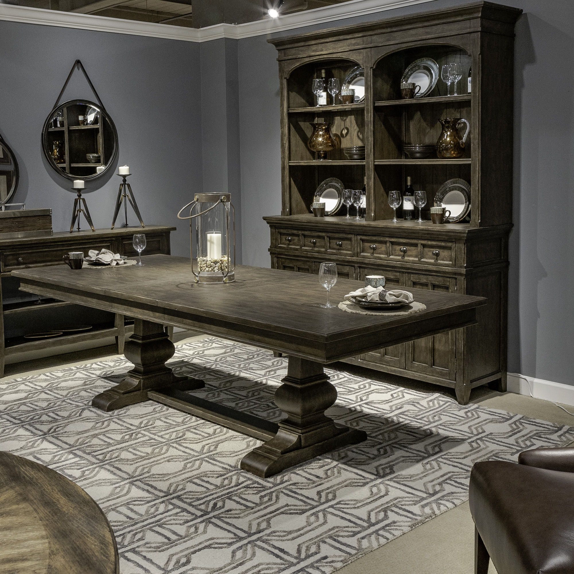Liberty Furniture Paradise Valley - Trestle Table Set - Dark Brown | Meri Furniture