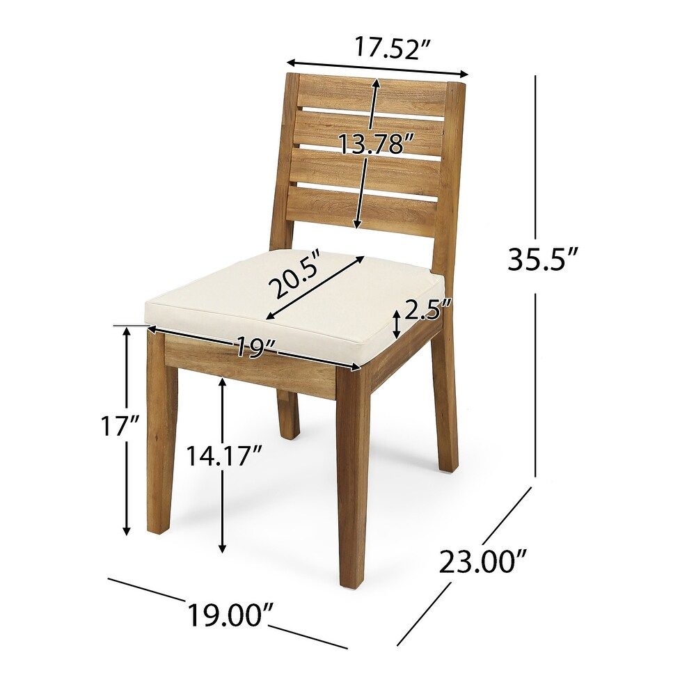 Outdoor 6 Seater Expandable Dining Set With Cushions - Sandblasted Natural / Beige