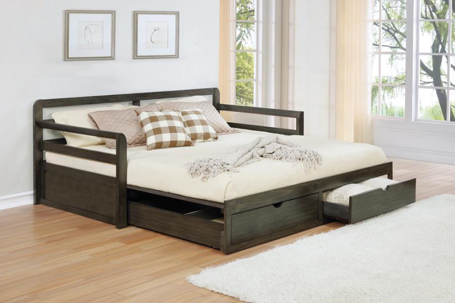 Coaster Fine Furniture Sorrento - 2-Drawer Twin Long Daybed With Extension Trundle - Gray | Meri Furniture