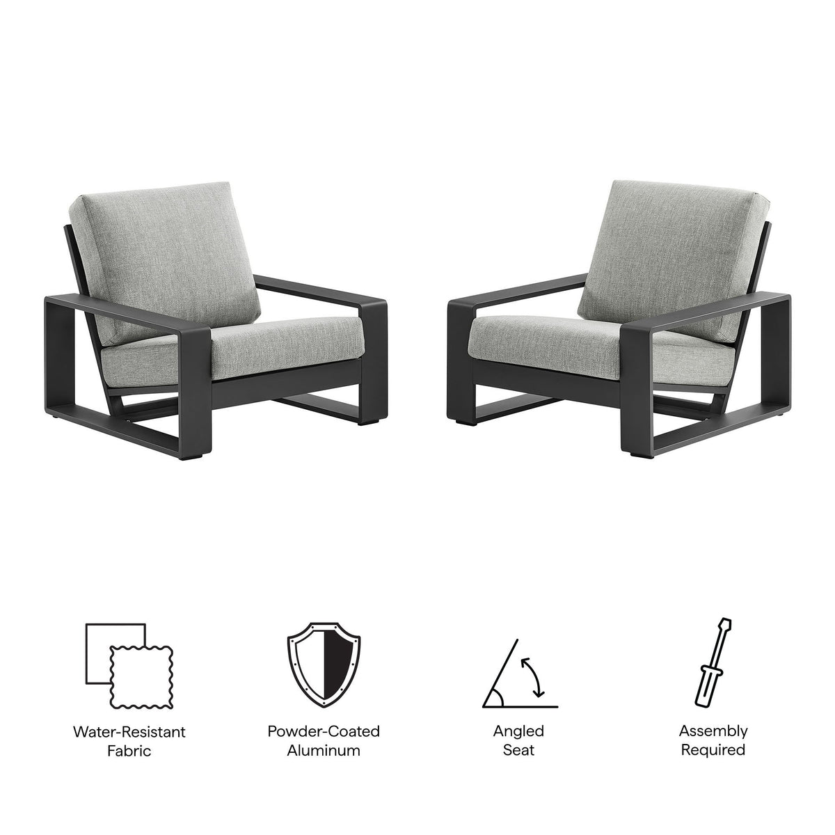 Lirienne Outdoor Patio Aluminum Faux Wood Armchairs Set of 2 by Modway