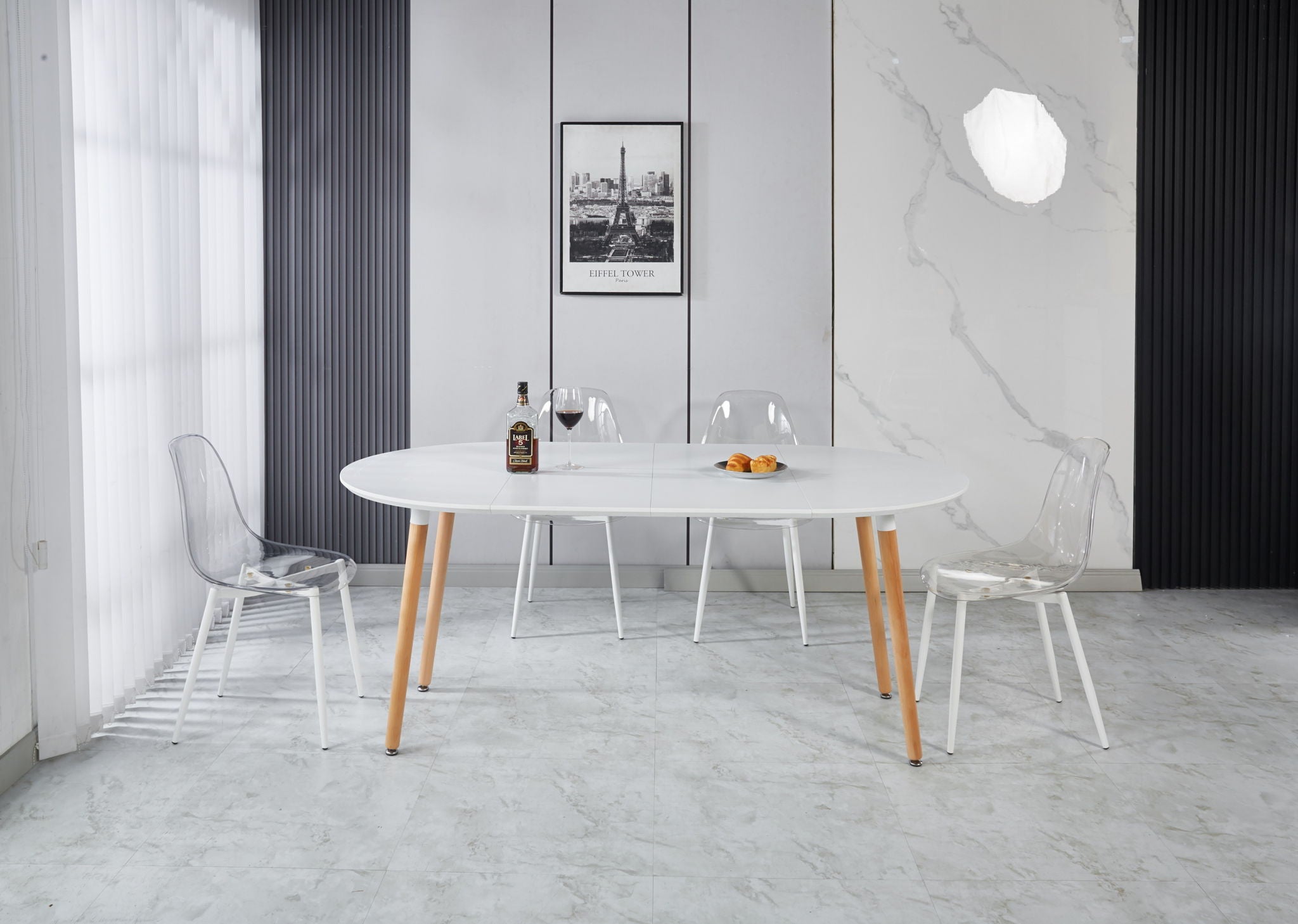 Extensible Table, Dining Table, Office Table, Coffee Table, Wood Leg - Matte White