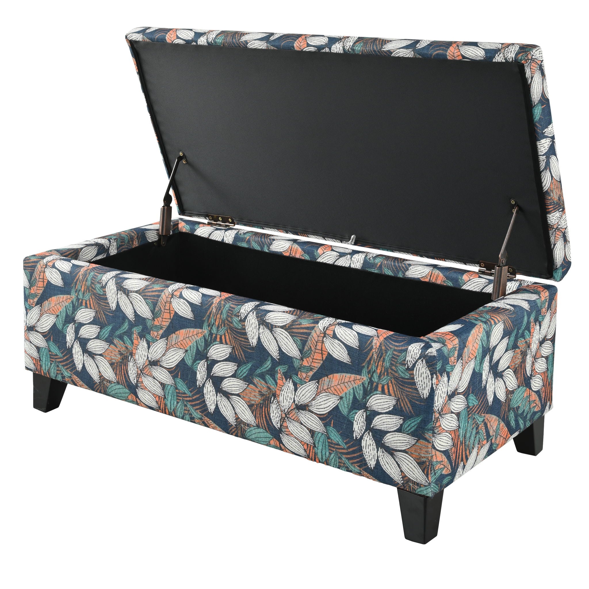 Charming Floral Storage Ottoman With Upholstered Fabric