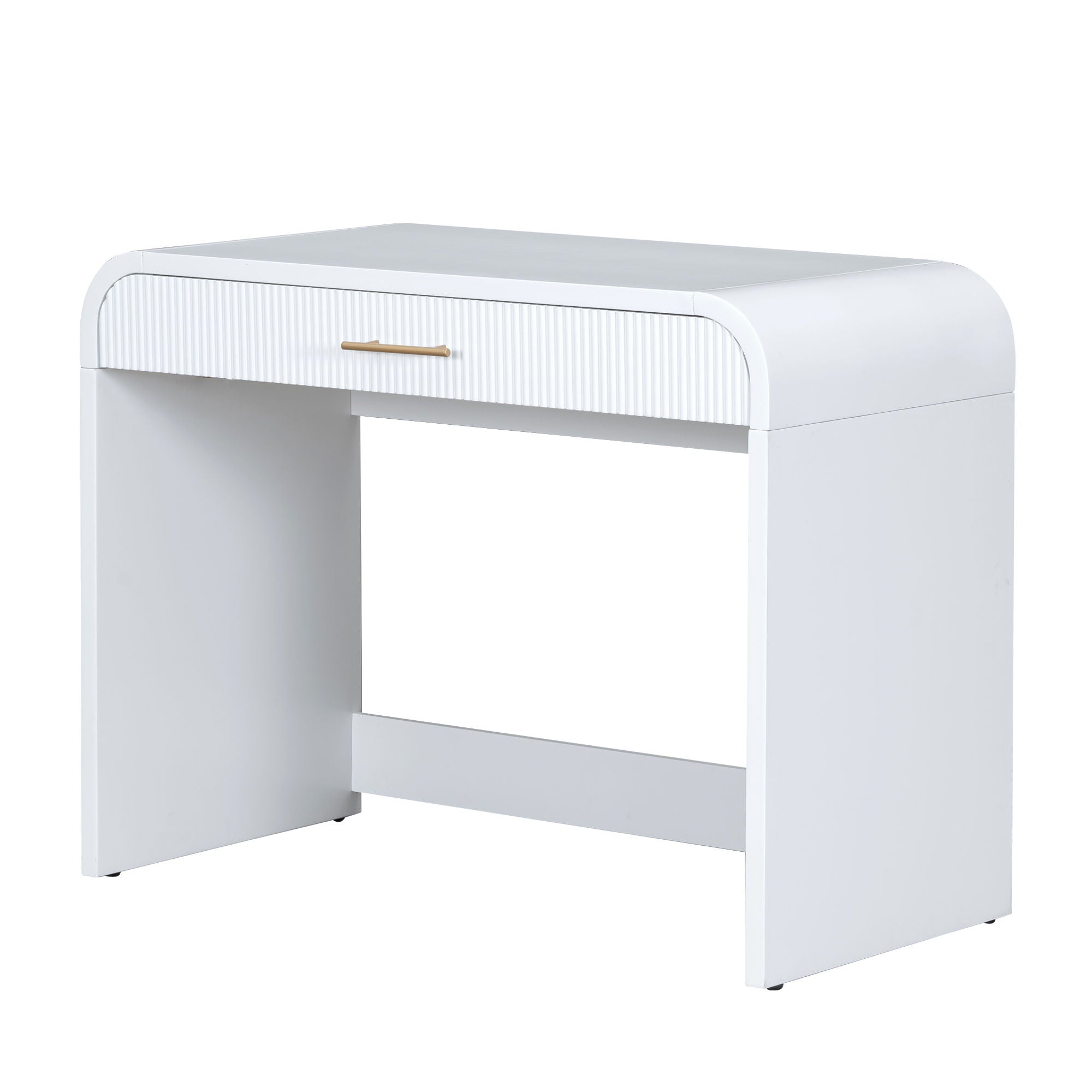 Makeup Vanity Table With Mirror Touch Screen Lighted Mirror, Dressing Table With Drawer For Bedroom - White