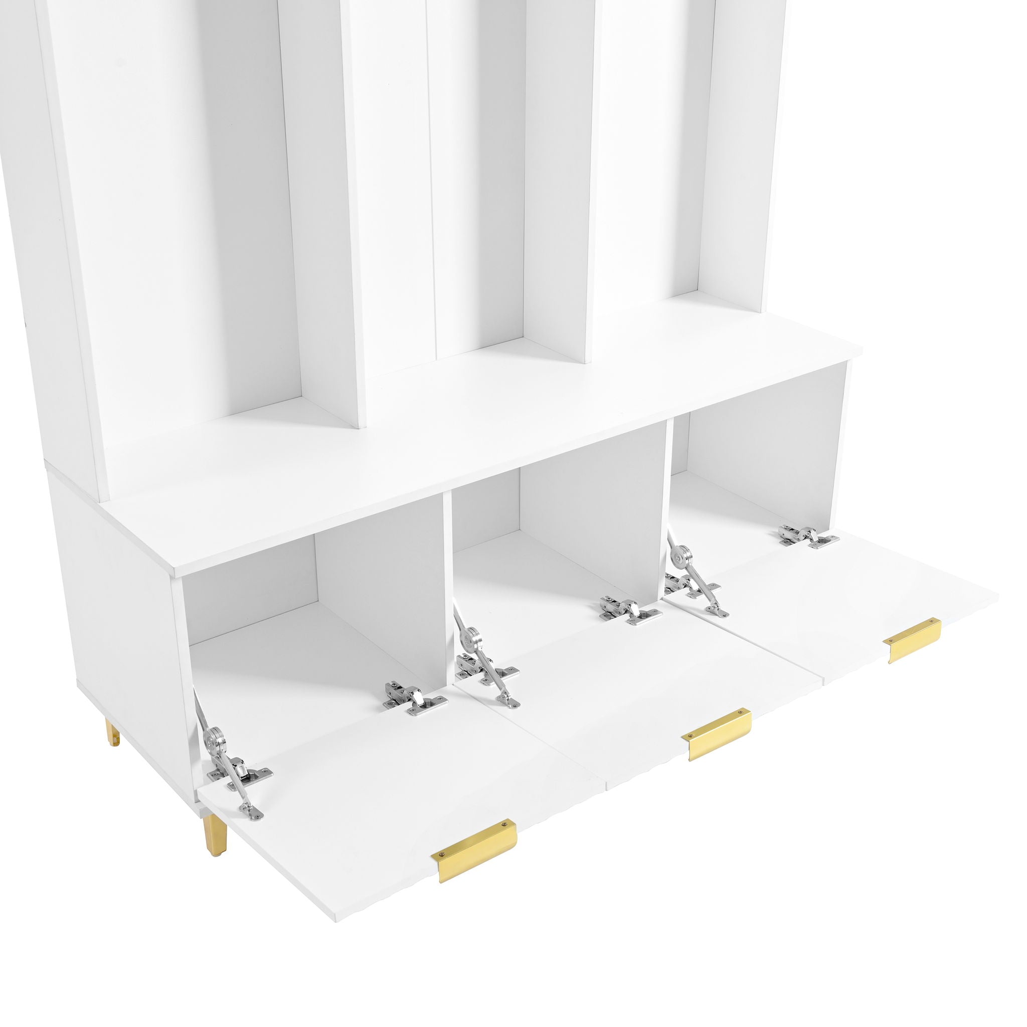 Modern Large Storage Hall Tree With Bench, 6 Hooks