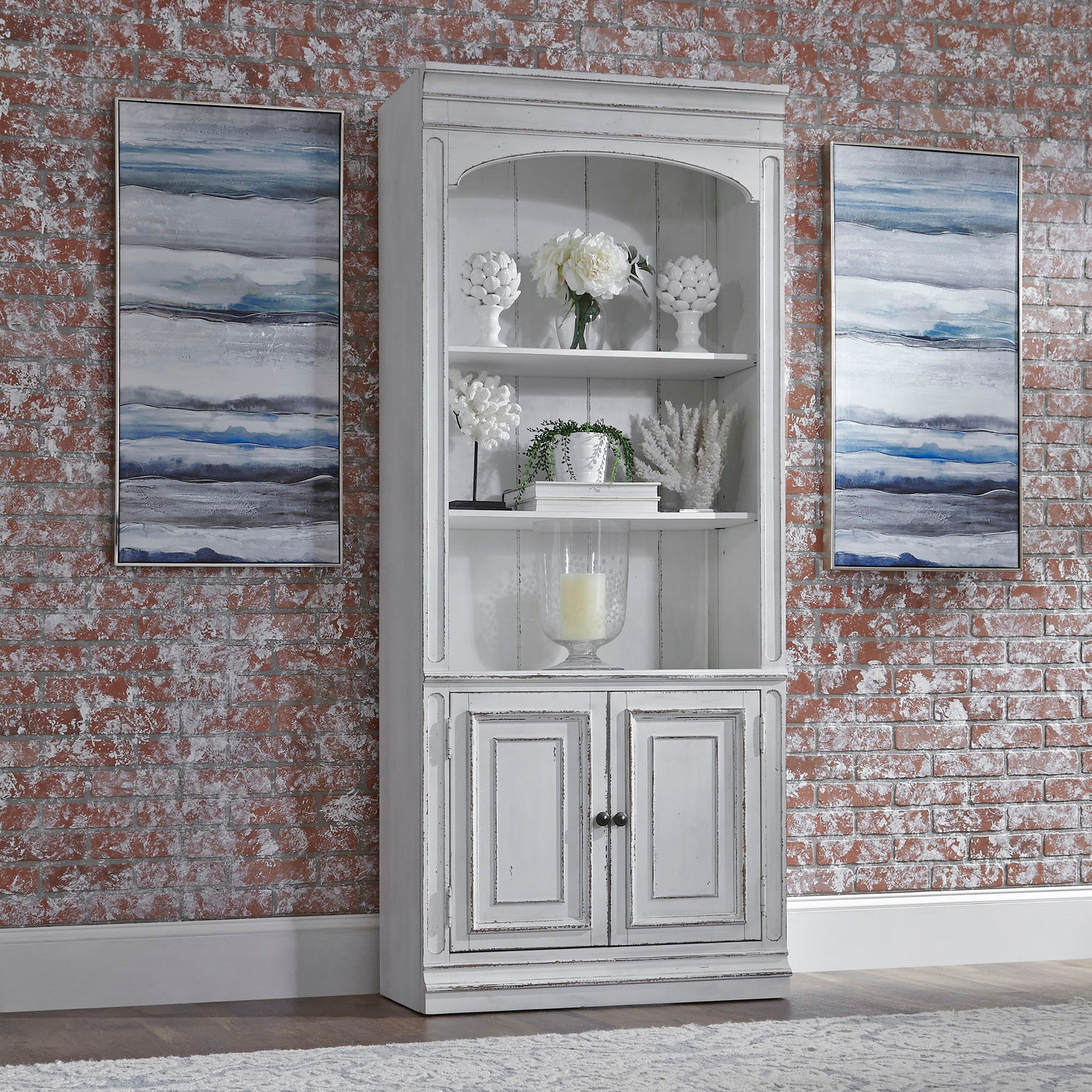 Liberty Furniture Magnolia Manor - Bunching Bookcase - White | Meri Furniture