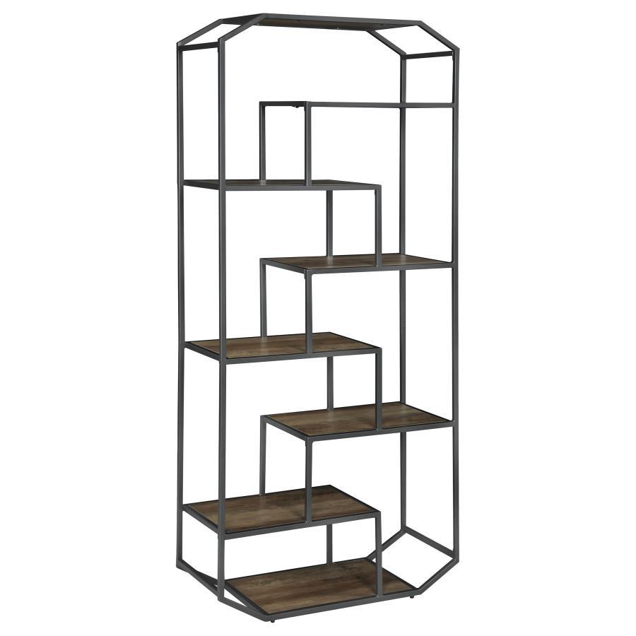 Coaster Fine Furniture Leland - 6-Shelf Bookshelf - Rustic Brown | Meri Furniture