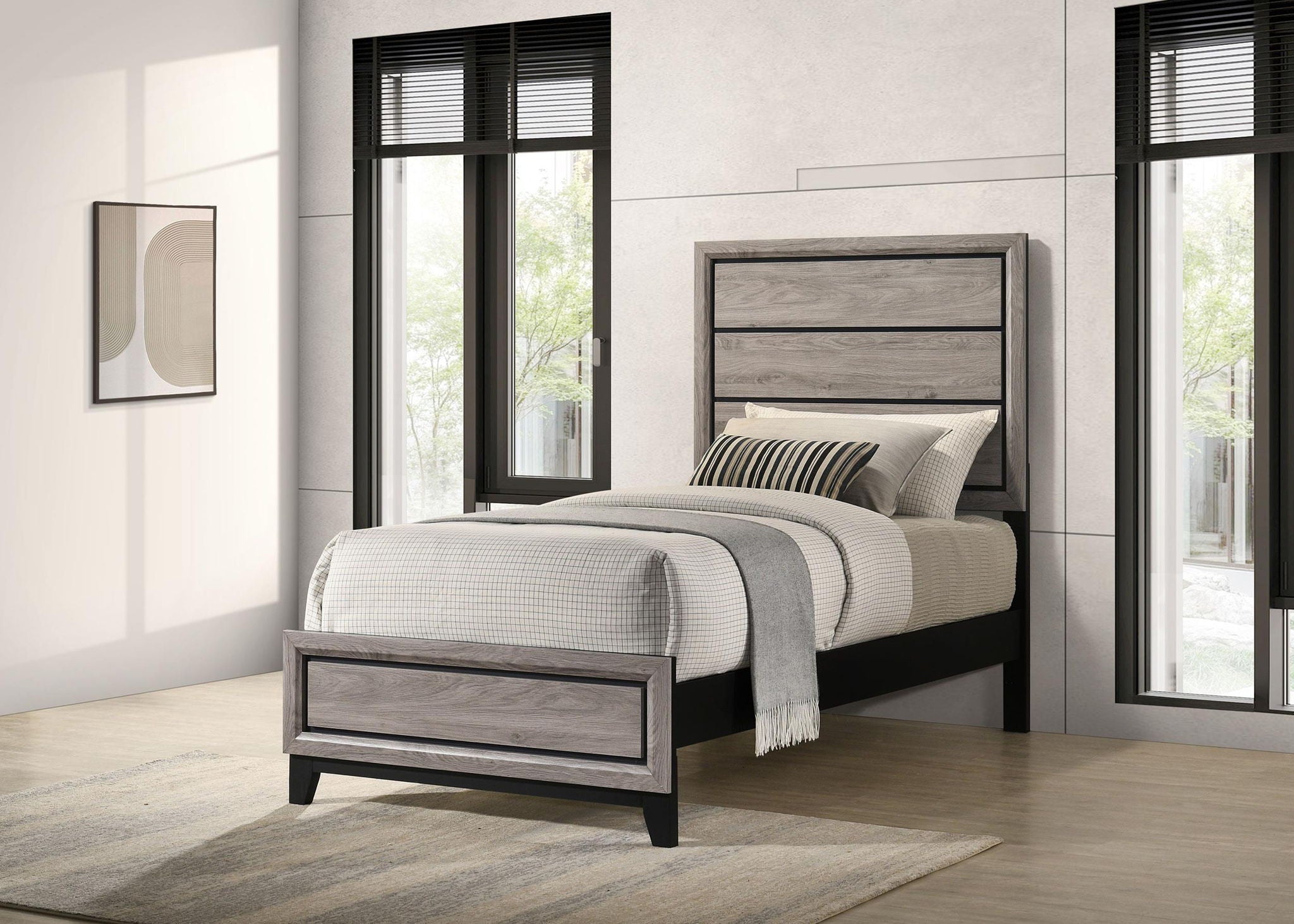 Watson Wood Twin Panel Bed Light Taupe